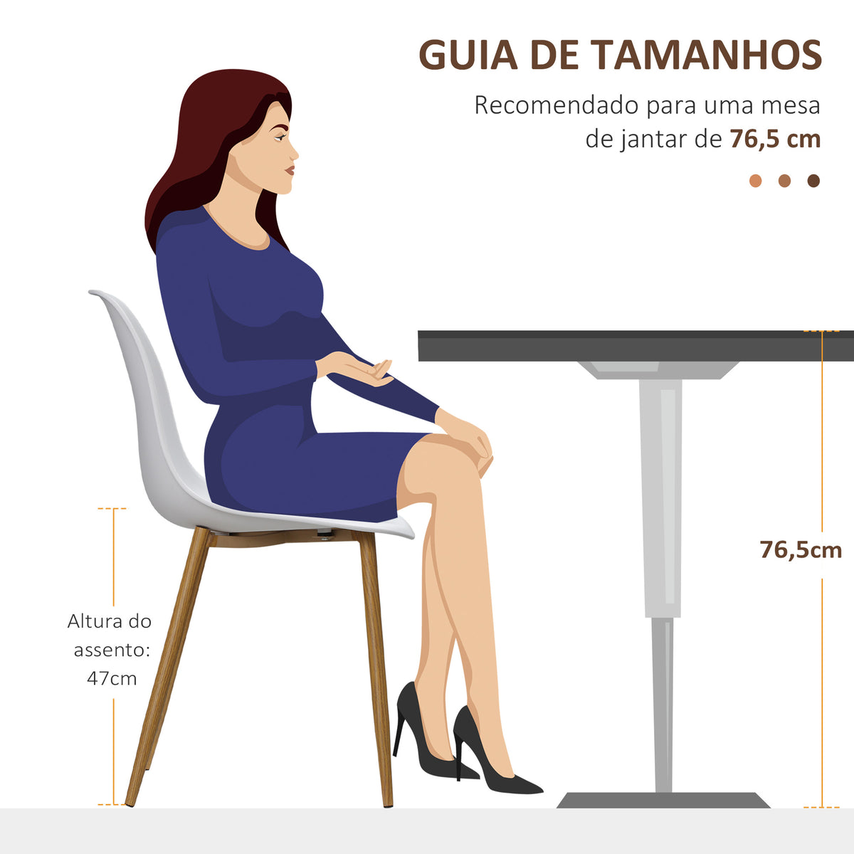 Conjunto de 4 Cadeiras de Sala de Estar Cadeiras de Cozinha com Encosto Alto e Pés de Metal para Sala de Jantar 45x52x85,5 cm Branco e Madeira — foto 7