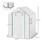 Estufa de Jardim Pequena de 3 Níveis com 6 Prateleiras Porta Enrolável Capa de PE e Estrutura de Aço para Cultivo de Plantas e Flores 140x143x190 cm Branco — foto 3