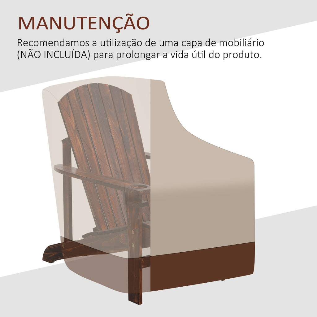 Cadeira Adirondack de Madeira Cadeira de Jardim com Apoio para os Braços Encosto Alto para Terraço Balcão Exterior 72,5x97x96cm Marrom — foto 9