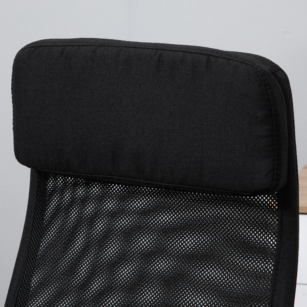Cadeira de escritório ergonômica giratória e basculante com altura de assento ajustável 62x62x118-128 cm Preto — foto 4