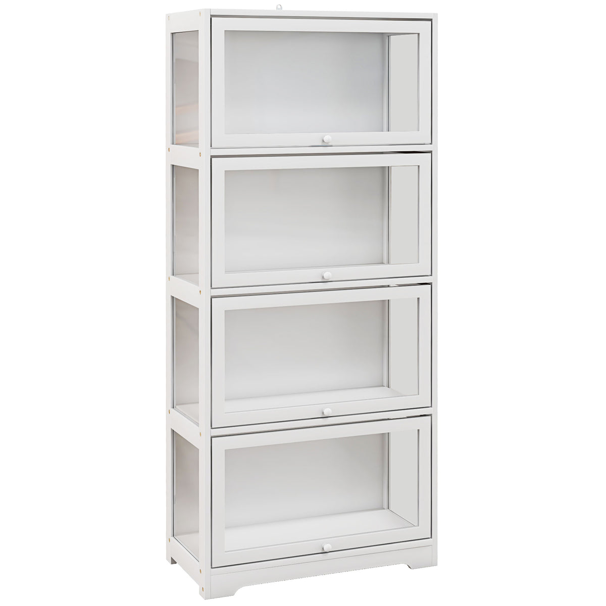 Vitrine Colecionador de 4 Níveis Vitrine Sala de Estar com Portas Abatíveis de Acrílico Anti-Tombo para Estúdio Dormitório Escritório 59x30x139 cm Branco — foto 1