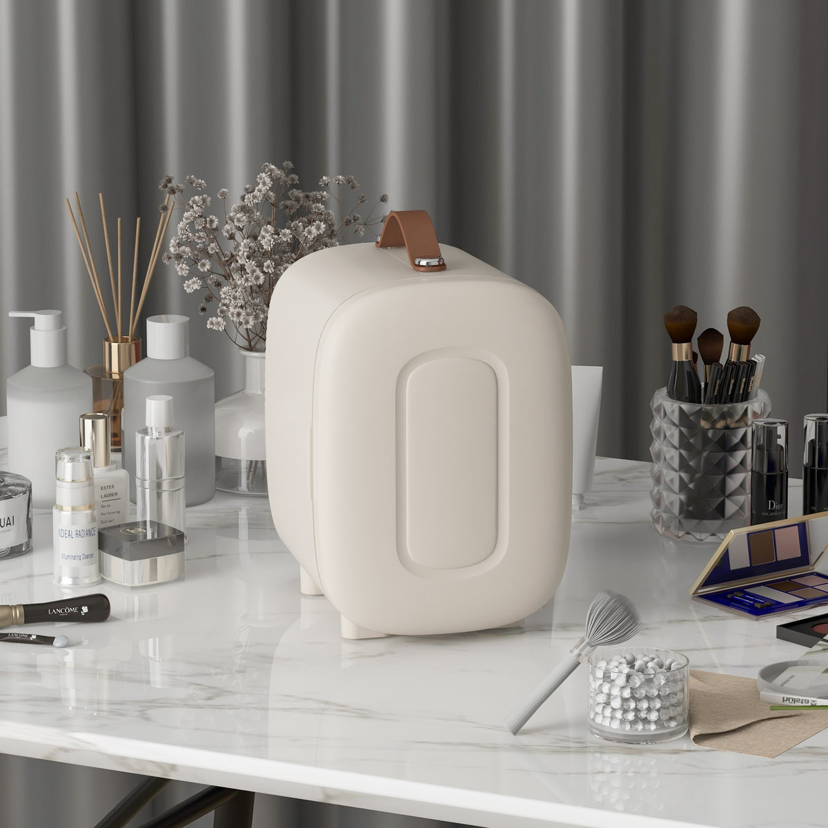 Frigorífico de Cosméticos 4L Frigorífico Pequeno 9V/240V para Arrefecer e Aquecer Mini Frigorífico para Beleza Maquilhagem Bebidas 20,3x26,3x28 cm Creme — foto 2