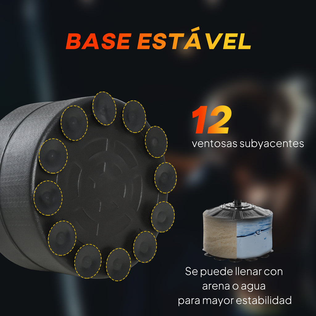 Punching Ball de Boxe com Altura Ajustável com 2 Bolas de Velocidade Barra Giratória 360° e Base Preenchida com Água ou Areia Punching Ball para Adultos 88x50x160-230cm Preto — foto 6
