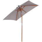 Chapéu de Sol de Jardim 200x150x235cm Chapéu de Sol Retangular Inclinável com Polia Duplo Teto e Mastro Desmontável de Madeira para Terraço Pátio Cinza — foto 1