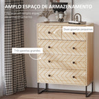 Cómoda com 5 Gavetas Estilo Retrô Móvel Auxiliar de Madeira para Sala de Estar Corredor 80x39,5x110 cm Madeira e Preto — foto 4