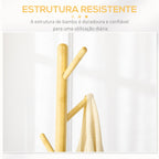 Cabide de Pé de Bambu Cabide de Pé Moderno com 8 Ganchos para Roupas Bolsas Cabide em Forma de Árvore para Entrada Dormitório Ø37,8x175,6 cm Madeira e Cinza — foto 6