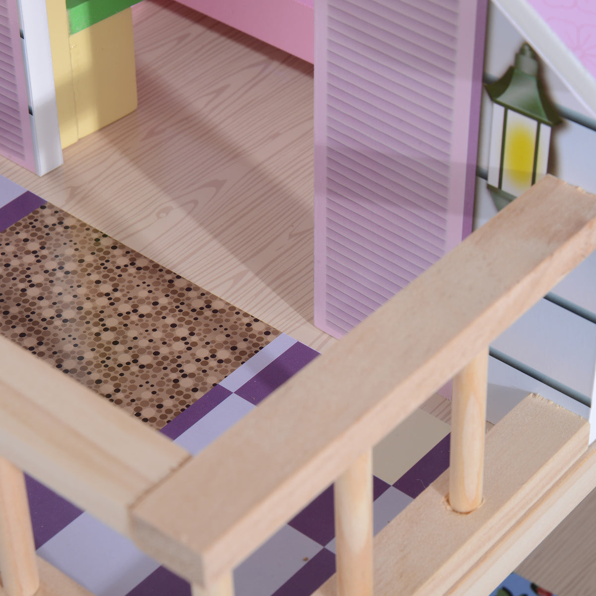 Casa de Bonecas com Móveis e 4 Andares Casa de Bonecas com 13 Acessórios Brinquedo de Imitação 60,5x30x80,5cm Rosa — foto 7