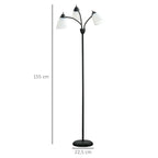 Candeeiro de Pé com 3 Ecrãs Giratórios de 360° com Interruptores LED E27 Máx. 40W Estrutura de Metal Candeeiro de Pé para Sala de Estar Dormitório Estúdio 45x45x155cm Preto — foto 3
