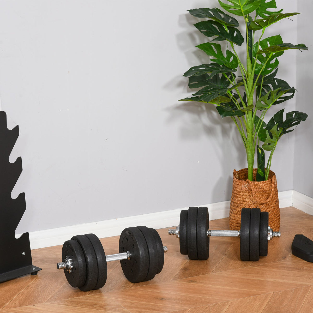 Conjunto de Halteres Ajustáveis 30kg com Barra de Conexão de Aço e Discos Desmontáveis Conjunto de Pesos para Treinamento em Casa Academia Escritório Preto — foto 2