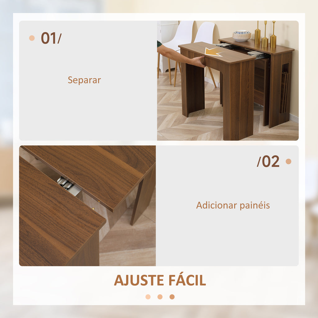 Mesa de Jantar Extensível para 4-6 Pessoas com Lateral Abatível Mesa Auxiliar Multifuncional para Escritório Cozinha Carga Máxima 60kg 180x85x75cm Marrom — foto 5