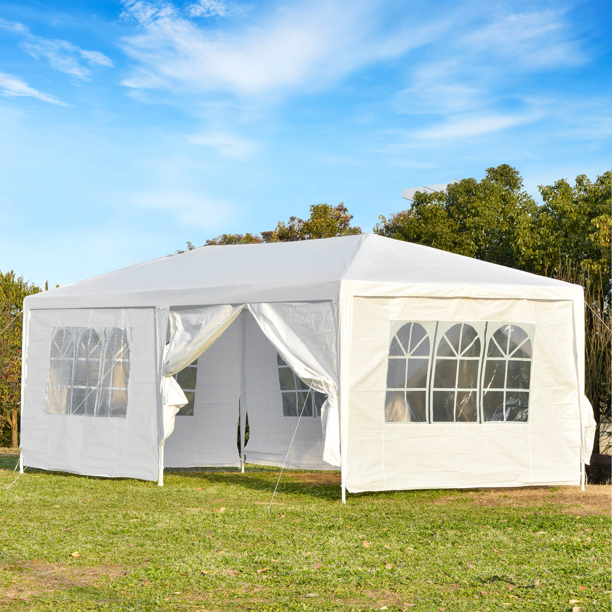 Tenda para Festas 6x3 Tenda de Jardim com 2 Portas 4 Paredes Laterais Removíveis e 4 Janelas para Exterior Eventos Casamentos Branco — foto 2