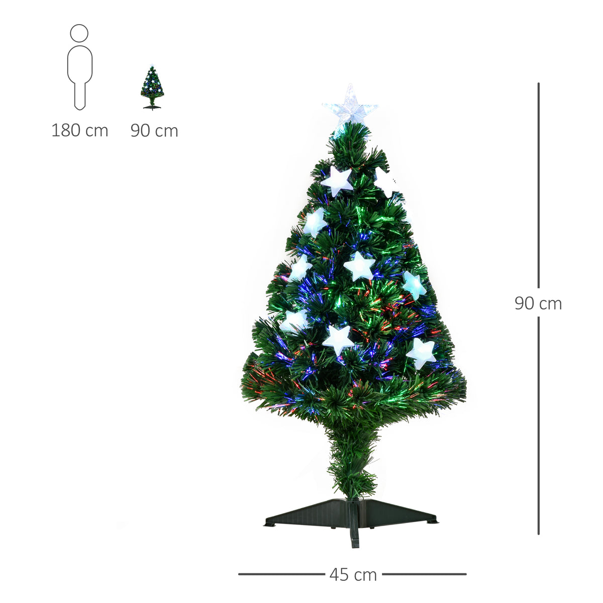 Árvore de Natal Artificial 90cm Árvore de Natal com 12 Luzes LED 3 Cores e 90 Ramos PVC Decoração de Natal Verde — foto 3