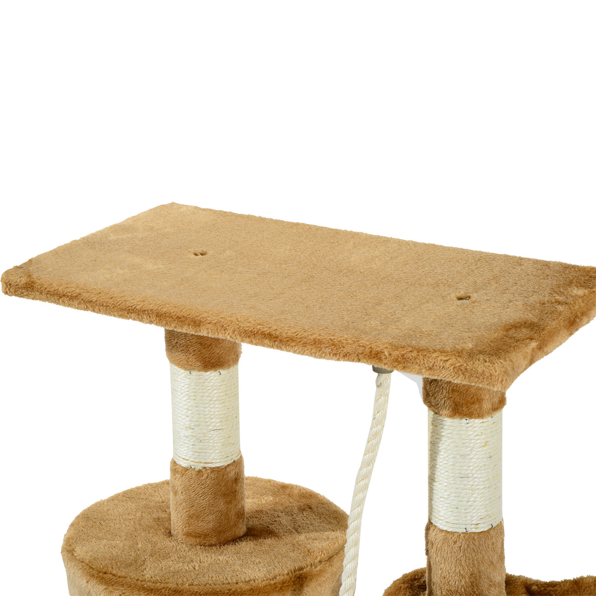 Árvore para gatos com Corda de Brincar Placa de Madeira e Revestido de Pêlo- Castanho - 30x55x96cm — foto 4