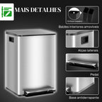 Balde de Lixo de Cozinha com 2 Compartimentos 2x20L Cubo de Lixo de Aço Inoxidável com Pedal Fechamento Suave e Cubo Amovível para Escritório Cozinha Prata — foto 7