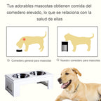 Comedouro Elevado para Cães com Suporte e 2 Tigelas Amovíveis de Aço Inoxidável Alimentador para Animais de Estimação 44x24x15 cm Branco — foto 6