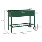 Horta Vertical Elevada de Metal Horta Vertical com Rodas Alça Lateral e Prateleira Inferior para Cultivo de Plantas Flores 109x44x80 cm Verde — foto 3