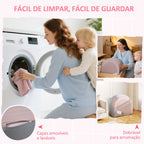 Sofá Infantil Convertível Sofá para Crianças com Almofada em Forma de Coroa Dobrável em Cama e Zona de Brincadeiras Estofado em Veludo Suave para Crianças dos 18 aos 36 Meses Rosa e Azul Acinzentado — foto 6