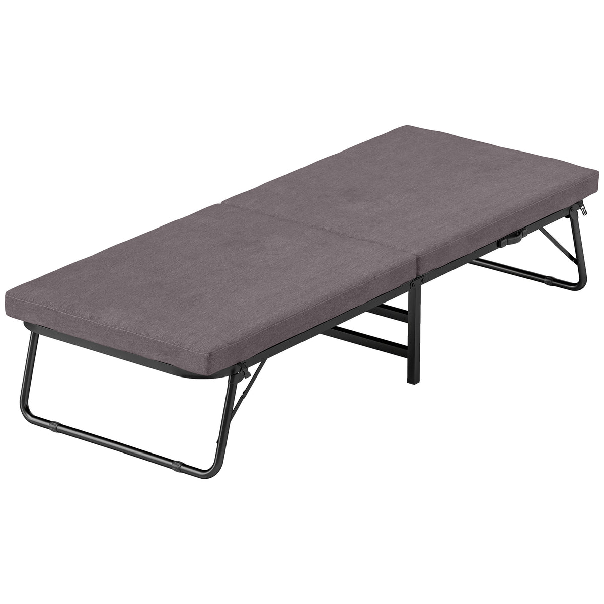Cama Dobrável 70x180 cm com Colchão de Espuma Cama Dobrável com Encosto Ajustável em 5 Posições e Rodas Cama para Convidados Carga 120 kg Marrom — foto 1