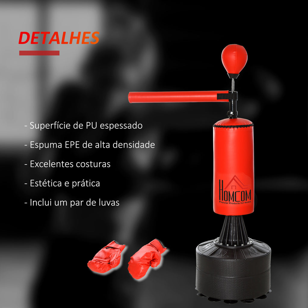 Punching Ball de Boxe com Altura Ajustável com Barra Giratória 360° e Base Preenchida Punching Ball para Boxe 88x48x155-205 cm Preto e Vermelho — foto 5