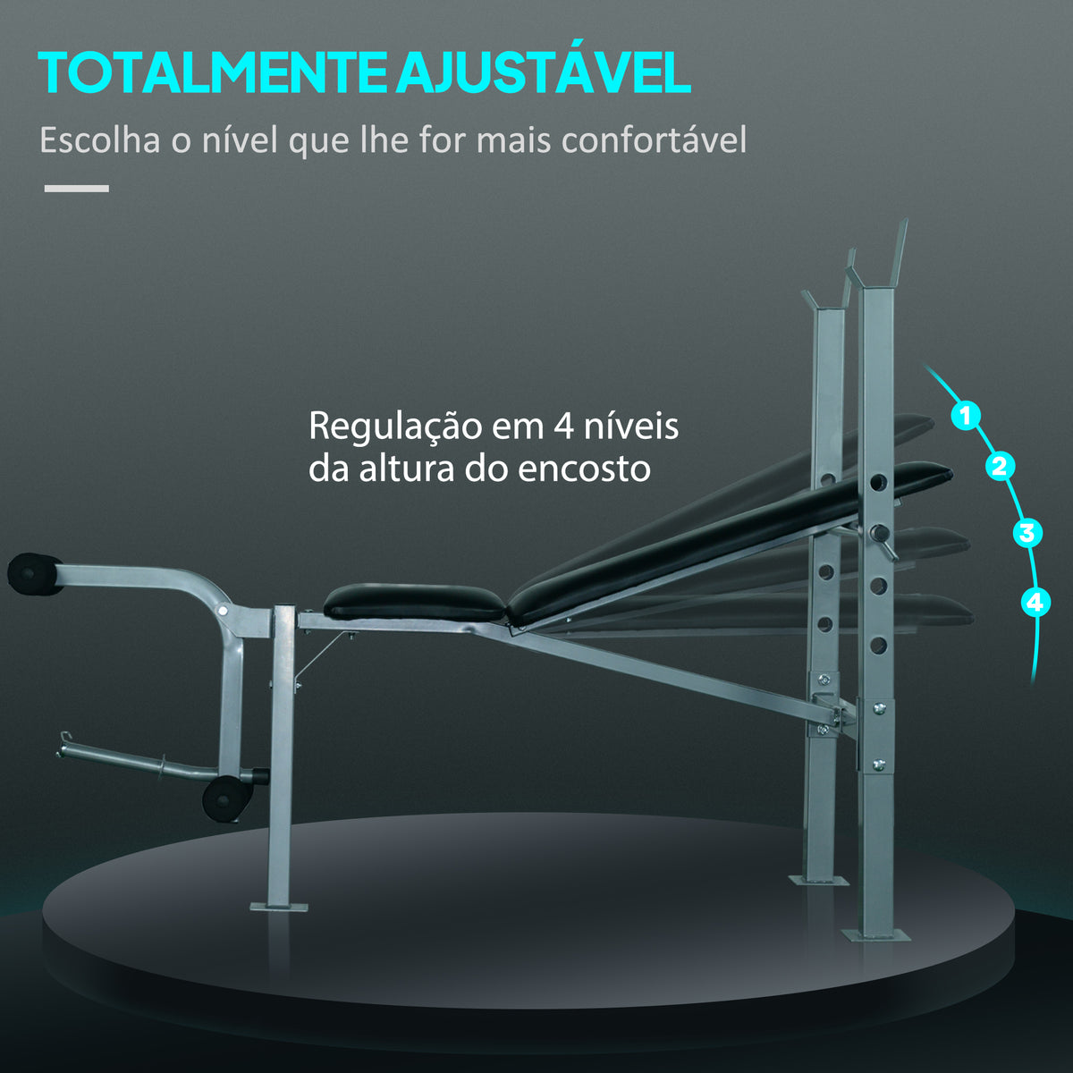 Banco de Musculação com Altura Ajustável Banco de Pesos Multifuncional Banco Fitness para Treino Completo com Encosto Ajustável Carga 200 kg 165x68x114 cm Preto — foto 5