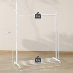 Charriot com Rodas Charriot com 5 Ganchos Barra para Pendurar e Prateleira Inferior Charriot para Dormitório Lavandaria 120x43x171 cm Branco — foto 3