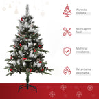 Árvore de Natal Artificial 120cm com 239 Ramas 27 Pinhas e 27 Frutinhas Folhas de PVC PE Base Dobrável e Suporte Metálico Decoração de Natal para Interiores Verde — foto 4