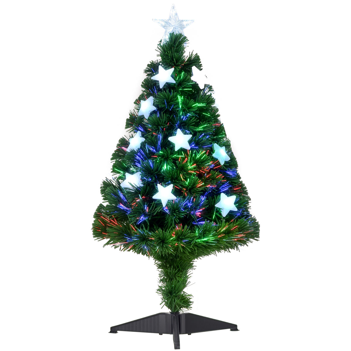 Árvore de Natal Artificial 90cm Árvore de Natal com 12 Luzes LED 3 Cores e 90 Ramos PVC Decoração de Natal Verde — foto 1