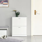 Sapateira de Madeira Armário para Sapatos com 2 Compartimentos para Entrada Corredor Dormitório Sala de Estar 60x24x80 cm Branco — foto 7