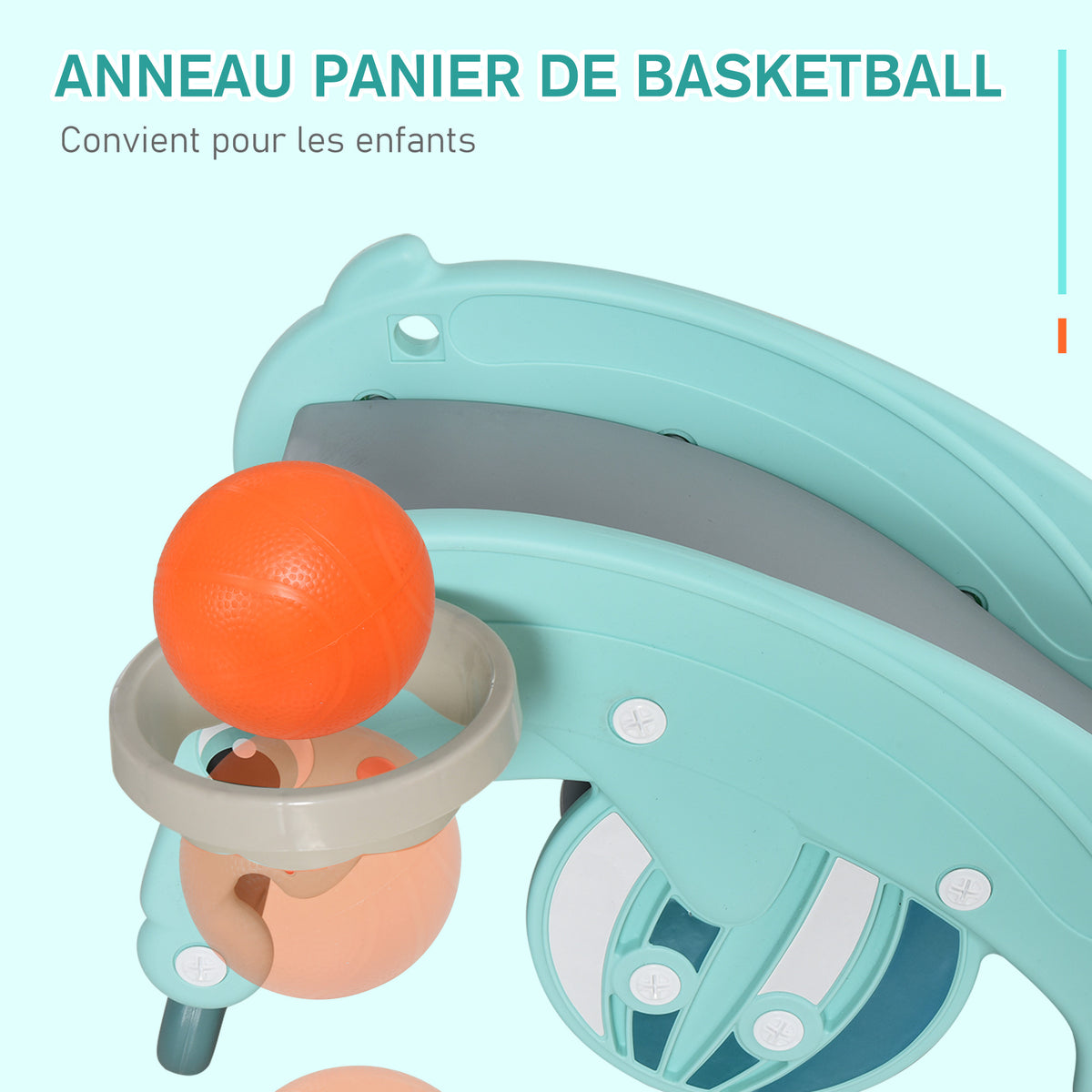 Balanço em forma de sapo 3 em 1escorrega em forma de golfinho e cesta de basquete Jogo multifuncional com superfícies suaves para crianças acima de 3 anos 72x34x47 cm Verde — foto 5