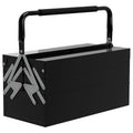 Caixa de Ferramentas de Aço Dobrável com 5 Compartimentos Mala de Ferramentas com Pega para Oficina e Casa 45x20x34,5 cm Preto — foto 1