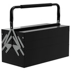 Caixa de Ferramentas de Aço Dobrável com 5 Compartimentos Mala de Ferramentas com Pega para Oficina e Casa 45x20x34,5 cm Preto — foto 1