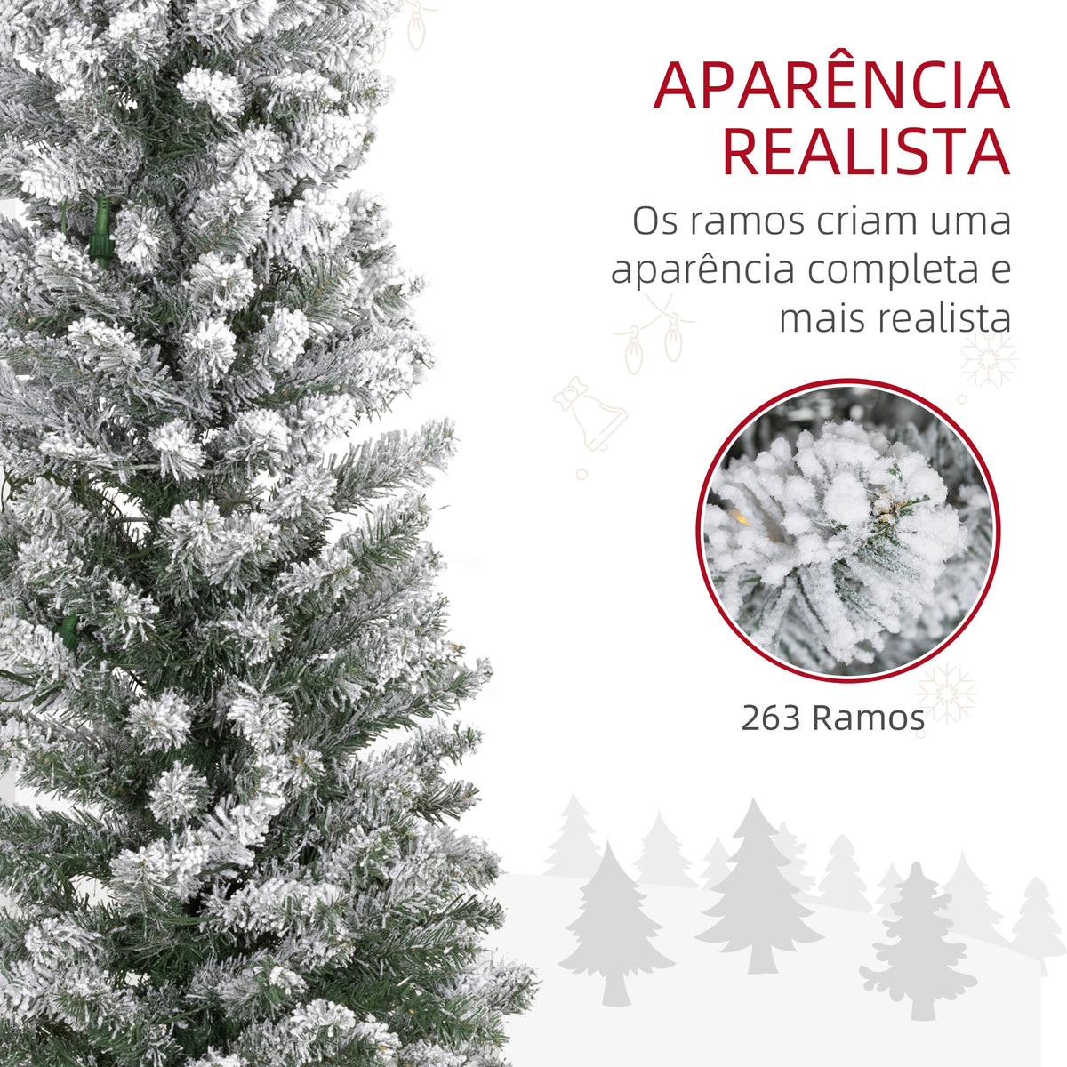 Árvore de Natal 150 cm Árvore de Natal Artificial Nevada com 120 Luzes LED 263 Ramos e Suporte de Metal Árvore de Natal para Sala de Estar Verde e Branco — foto 6