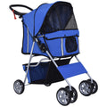 Carrinho para Cães Dobrável, Coche para Cães Pequenos com Cesta de Armazenamento, Janelas de Rede, Suporte para Copos, Rodas EVA, Almofada Lavável, Travões, Carga 10 kg, 75x45x97 cm, Azul — foto 1