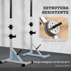 Suporte para Barras de Pesos Ajustável Estante Multifuncional 2 Peças de Aço Treinamento em Casa Peso 200 kg 58,5x75,5x136-176 cm Prata e Preto — foto 4
