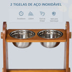 Comedouro Elevado para Cães com 2 Tigelas de 1250ml e Altura Ajustável em 4 Níveis Comedouro para Animais de Estimação com Tigelas de Aço Inoxidável e Base Antiderrapante 49x25x41cm Marrom — foto 5