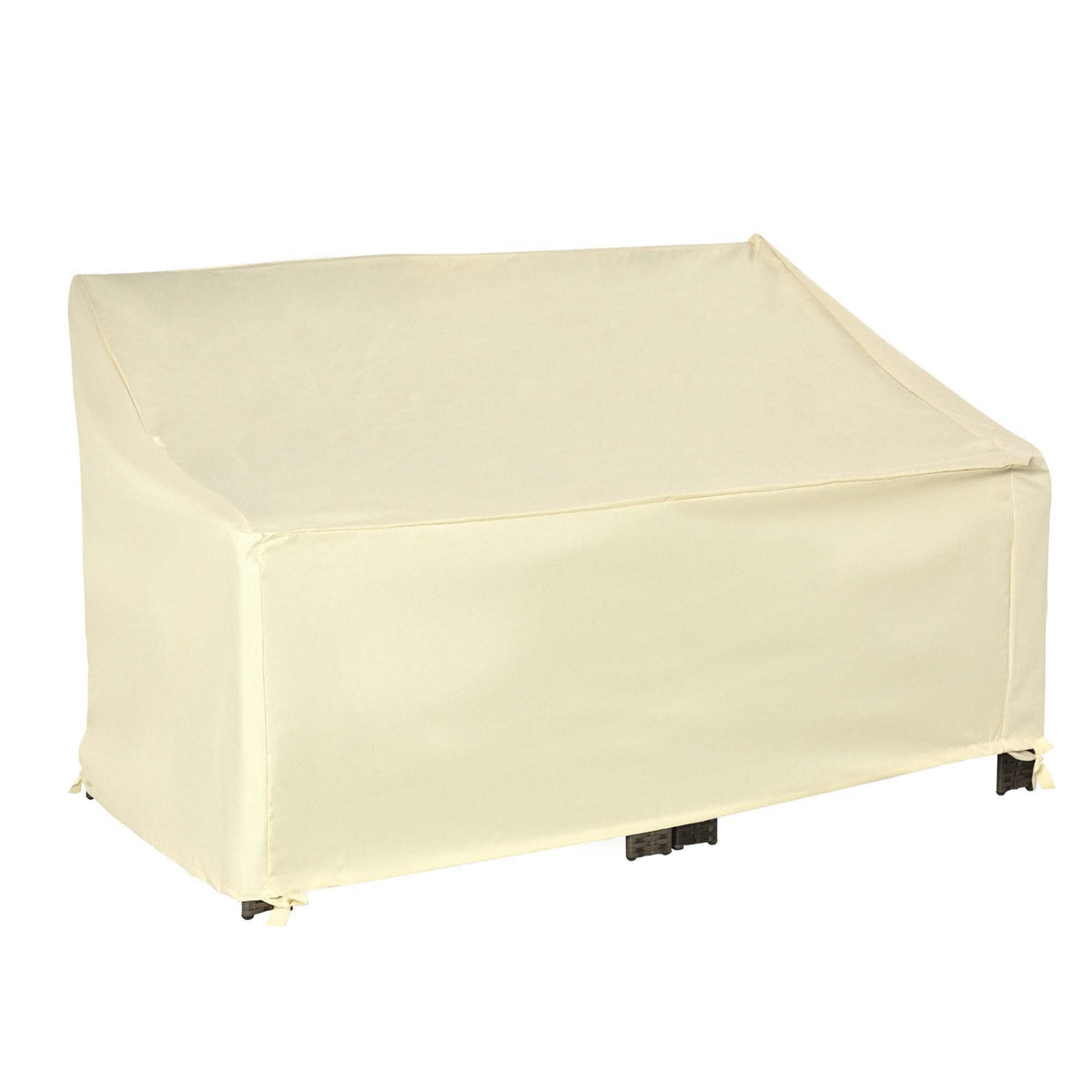Capa Protetora para Banco 2 Lugares Capa Protetora de Móveis Impermeável Exterior Jardim Proteção contra Chuva e Sol 140x84x56/94cm Creme — foto 1