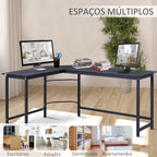 Secretária de Canto Mesa de Computador em Forma de L com Estrutura de Aço 168x120x75cm Preto — foto 7
