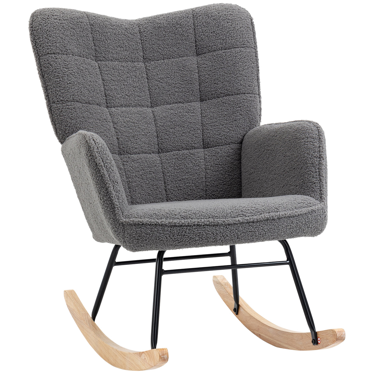 Poltrona Baloiço Poltrona de Sala de Estar Oscilação de 40° com Pés de Madeira de Faia e Estrutura de Aço para Dormitório Carga Máxima 120 kg 71x98x101 cm Cinzento Escuro — foto 1