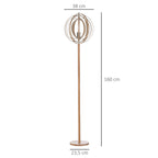 Candeeiro de Pé com Ecrã Giratório de 360° Interruptor de Pé LED E27 Máx. 40W Base de Madeira Candeeiro de Pé para Sala de Estar Dormitório Estúdio 38x38x160cm Natural — foto 3