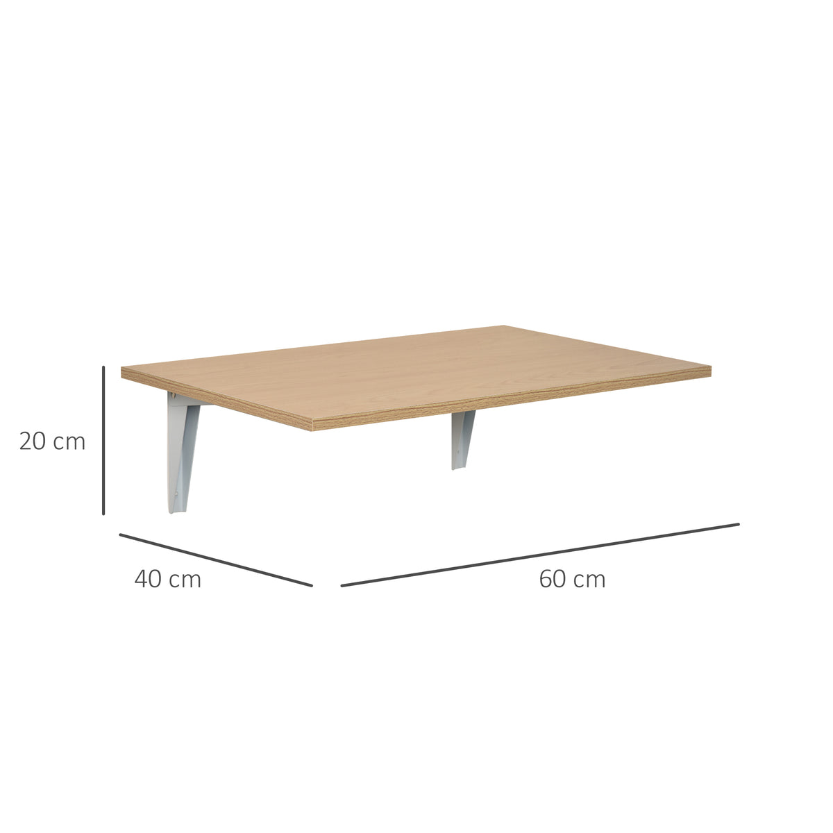 Mesa Dobrável de Parede Mesa Auxiliar Suspensa para Cozinha Sala de Jantar 60x40x20cm Madeira Natural — foto 3