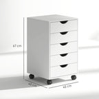 Bloco de Gavetas com Rodas Bloco de Gavetas para Escritório com 5 Gavetas Arquivador Móvel para Escritório 40x40x67 cm Branco — foto 3