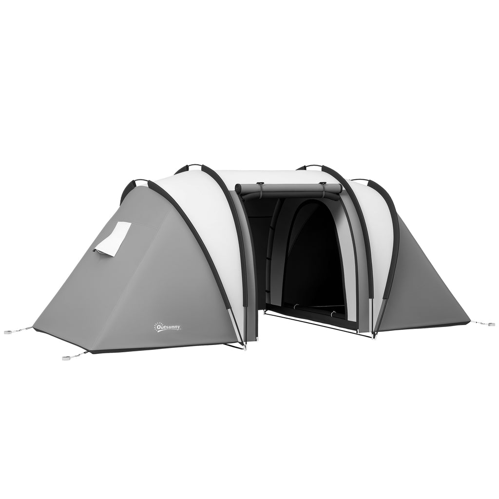 Tenda de Campismo Familiar para 4-5 Pessoas Tenda de Campismo Túnel Impermeável 3000 mm com 2 Quartos Bolsa de Transporte e Gancho Ideal para Caminhadas e Pesca Cinzento — foto 1