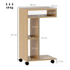 Mesa Auxiliar em Forma de C Mesa Auxiliar para Sofá com Rodas Compartimentos Abertos Mesa Lateral para Sala de Estar Dormitório 40x30x69 cm Madeira — foto 3