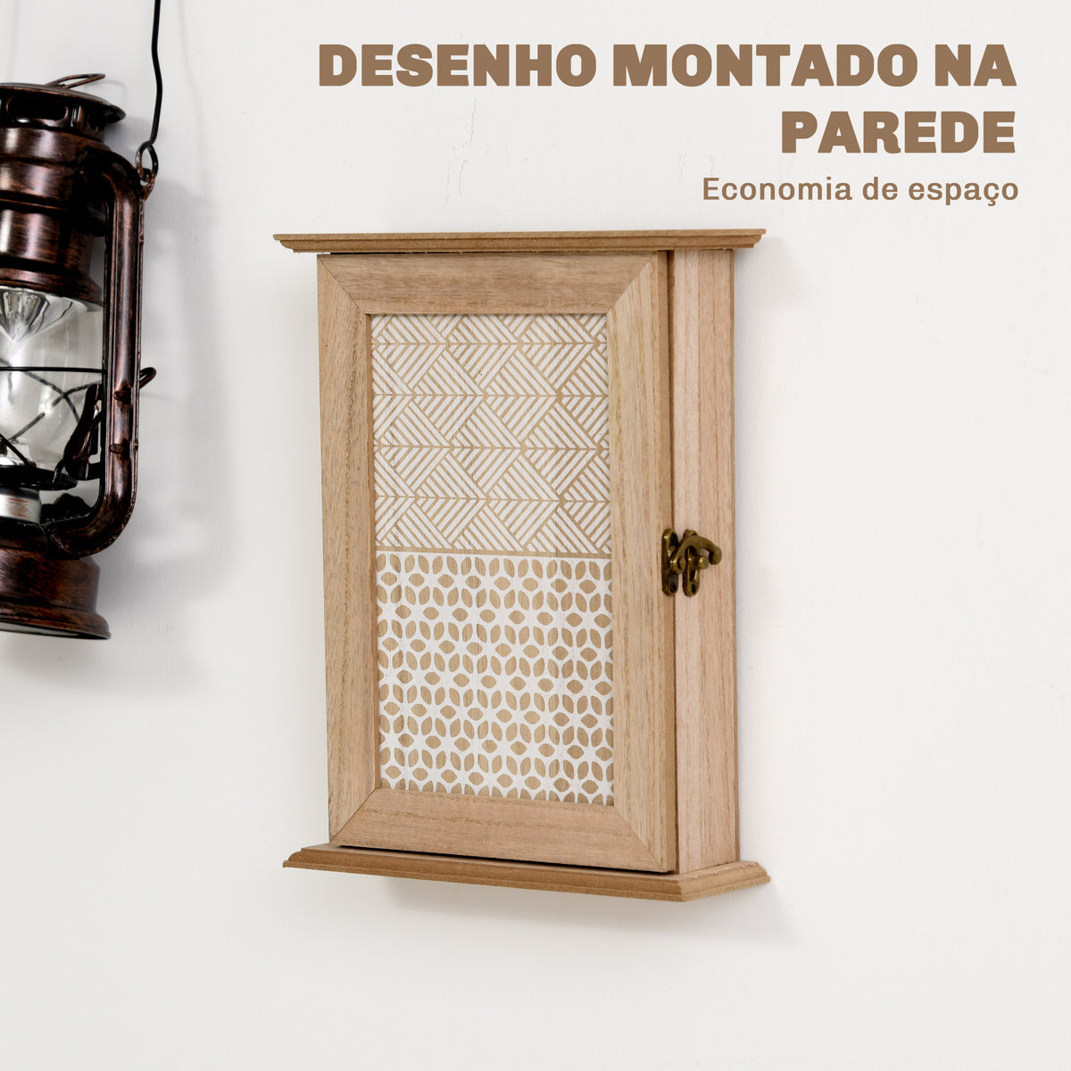 Armário para Chaves de Parede Armário de Madeira para Chaves com 6 Ganchos Estilo Vintage 20x6,5x26,5cm Madeira — foto 4