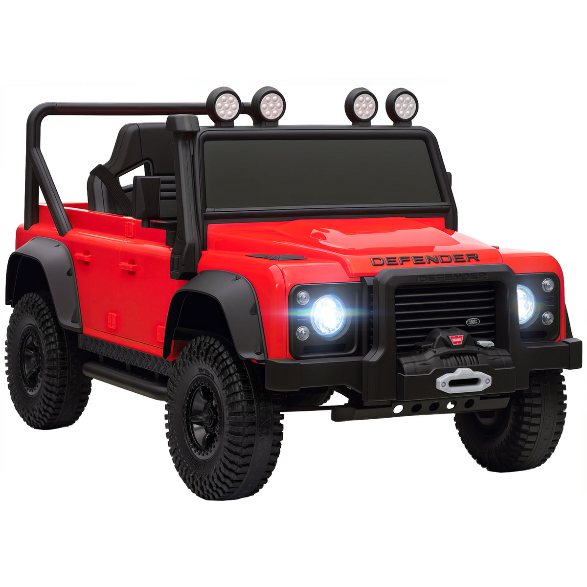 Carro Elétrico para Crianças com Licença Land Rover 12V Carro a Bateria Infantil com Controlo Remoto Sistema de Suspensão USB MP3 Velocidade Ajustável Faróis 115x61x61 cm Vermelho — foto 1