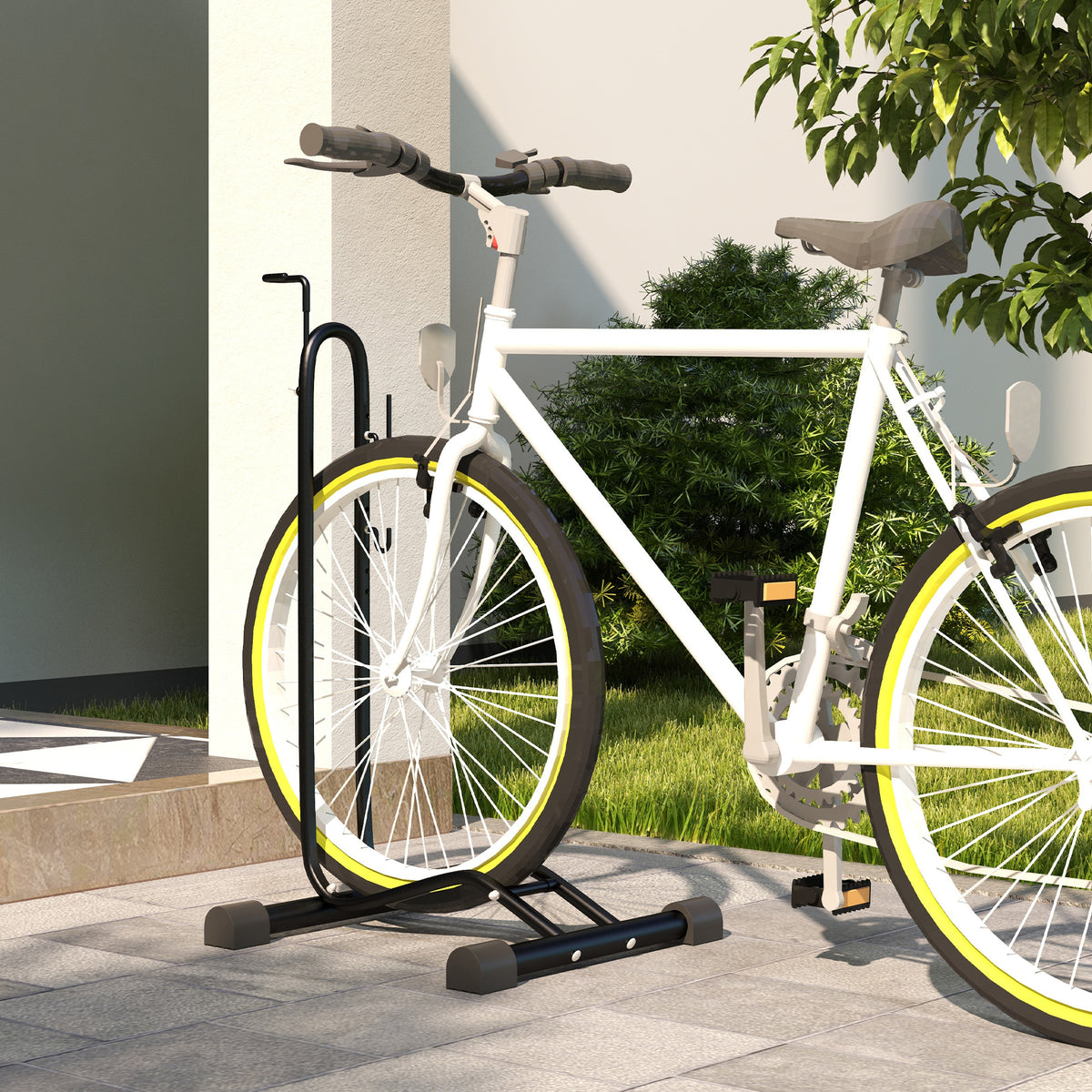 Suporte para bicicletas de piso, estacionamento vertical e horizontal para bicicletas com ganchos ajustáveis ​​para bicicletas de 6 a 28 polegadas e 700 C preto — foto 2
