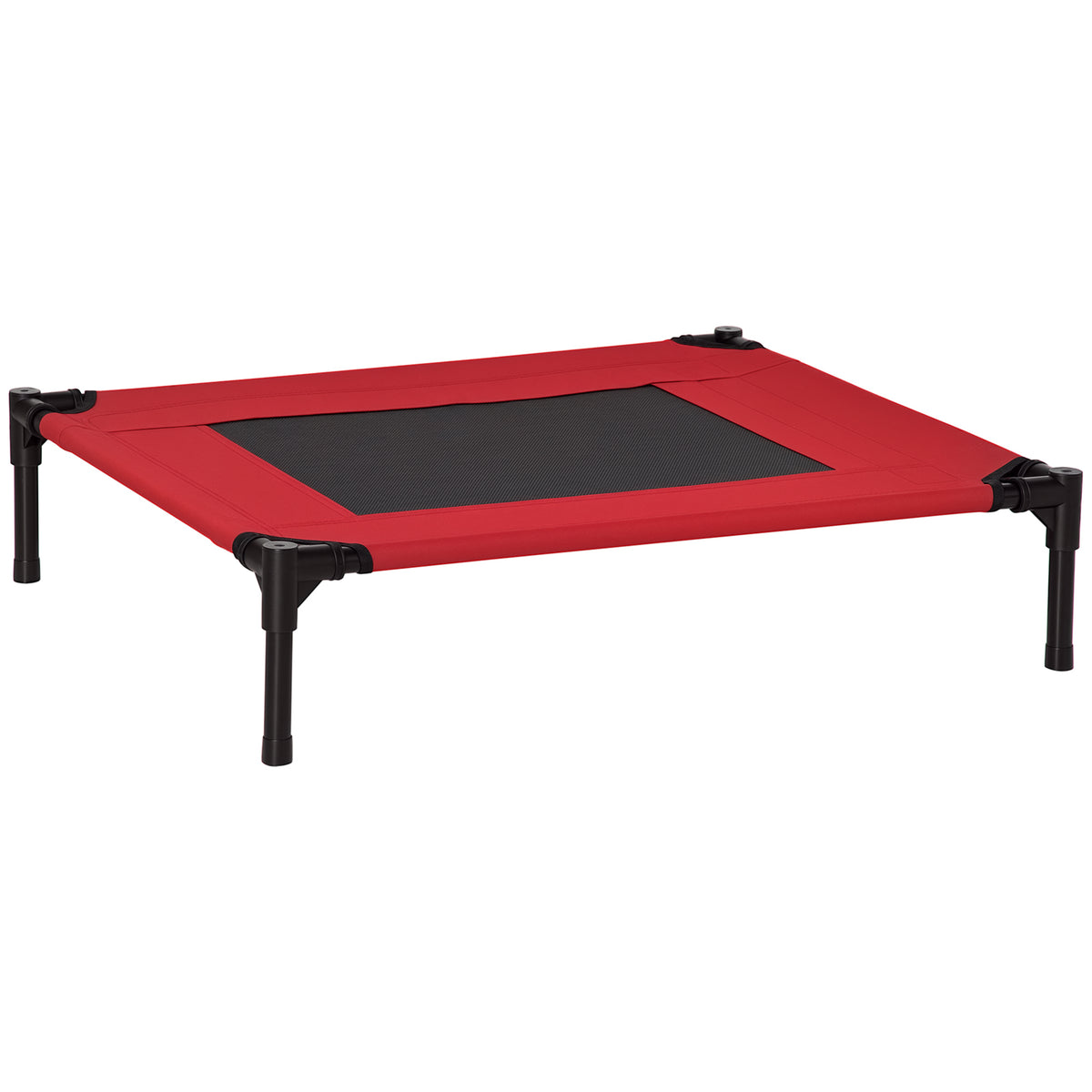 Cama para Animais de Estimação Cama Elevada para Cães Gatos Portátil Tecido Transpirável para Exterior Interior 76x61x18cm Vermelho — foto 1