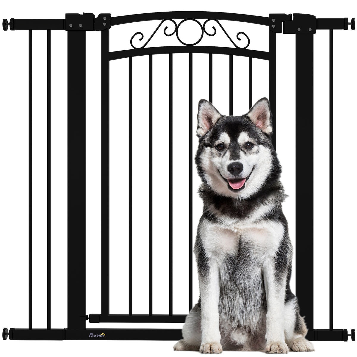 Barreira de Segurança para Cães Extensível 76-104 cm Barreira para Animais de Estimação Barreira para Cães com 2 Extensões Duplo Bloqueio para Escada Preto — foto 1