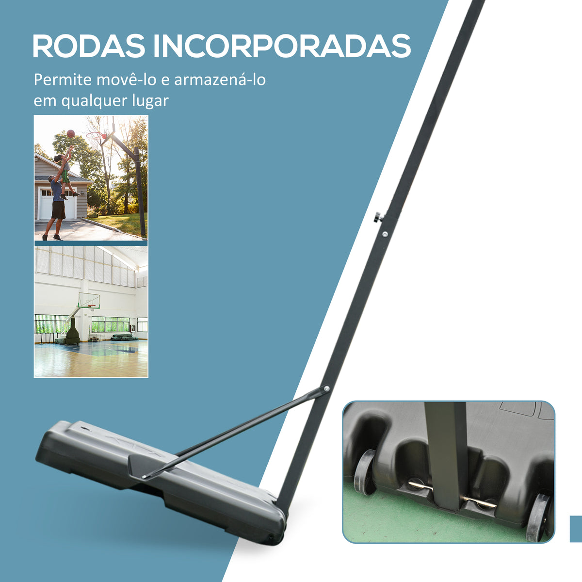 Tabela de Basquetebol com Suporte Portátil Aro de Ajustável em Altura com Base Recarregável para Crianças e Adultos 86x165x302-352cm Preto — foto 5