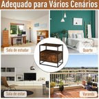 Mesa de console estilo industrial com gaveta grande e prateleira aberta Superfície espaçosa estrutura de metal 73x 45,5x 76cm Rústico Castanho — foto 7